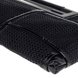 Pre Owned Fendi Black Mesh And Patent Leather Cutout Handle Clutch