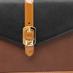 Pre Owned Fendi Tricolor Leather and Patent Leather Trim Fendista Envelope Clutch
