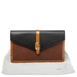 Pre Owned Fendi Tricolor Leather and Patent Leather Trim Fendista Envelope Clutch