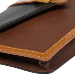 Pre Owned Fendi Tricolor Leather and Patent Leather Trim Fendista Envelope Clutch