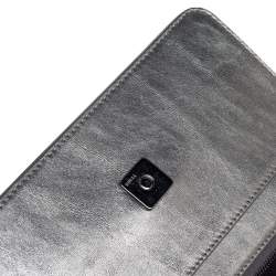 Pre Owned Fendi Metallic Grey Leather Studded Clutch