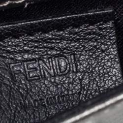 Pre Owned Fendi Metallic Grey Leather Studded Clutch