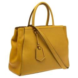 Pre Owned Fendi Yellow Leather Medium 2Jours Tote