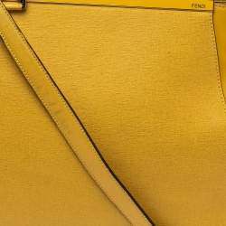 Pre Owned Fendi Yellow Leather Medium 2Jours Tote