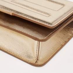 Pre Owned محفظة فندي تيوب أون جلد ذهبي لامع بسلسلة