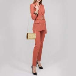 Pre Owned محفظة فندي تيوب أون جلد ذهبي لامع بسلسلة