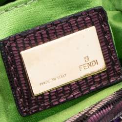 Pre Owned Fendi Purple Satin Borderline Clutch