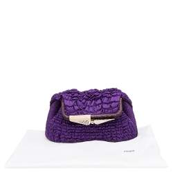 Pre Owned Fendi Purple Satin Borderline Clutch
