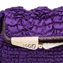 Pre Owned Fendi Purple Satin Borderline Clutch
