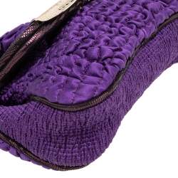 Pre Owned Fendi Purple Satin Borderline Clutch
