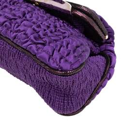 Pre Owned Fendi Purple Satin Borderline Clutch