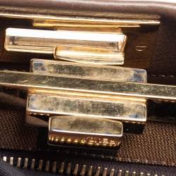 Pre Owned Fendi Dark Brown Leather Medium Peekaboo Top Handle Bag