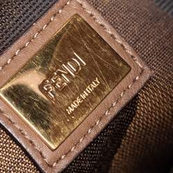 Pre Owned Fendi Dark Brown Leather Medium Peekaboo Top Handle Bag