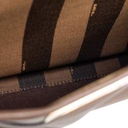 Pre Owned Fendi Dark Brown Leather Medium Peekaboo Top Handle Bag