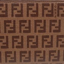 مملوكة مسبقًا محفظة فندي كانفاس زوكينو مقوى بيج/بني بسحاب محيط