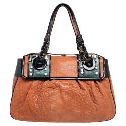 Pre Owned حقيبة كتف فندي B جلد وجلد لامع بني/ أسود مزخرفة