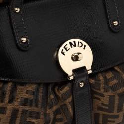 Pre Owned Fendi Tobacco Zucca Canvas Medium Magic Bag