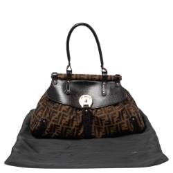 Pre Owned Fendi Tobacco Zucca Canvas Medium Magic Bag