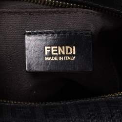 Pre Owned Fendi Black/Grey Zucchino Canvas Small Forever Bauletto Boston Bag