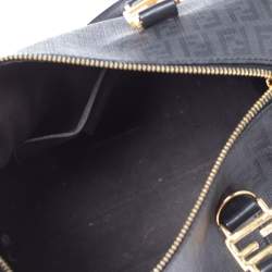 Pre Owned Fendi Black/Grey Zucchino Canvas Small Forever Bauletto Boston Bag