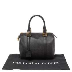 Pre Owned Fendi Black/Grey Zucchino Canvas Small Forever Bauletto Boston Bag