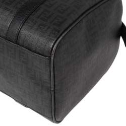 Pre Owned Fendi Black/Grey Zucchino Canvas Small Forever Bauletto Boston Bag