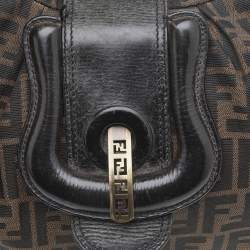 Pre Owned Fendi Tobacco Zucca Canvas And Leather Borsa B Hobo 
