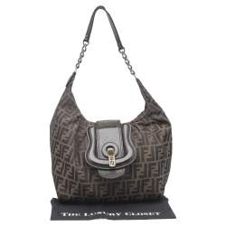 Pre Owned Fendi Tobacco Zucca Canvas And Leather Borsa B Hobo 