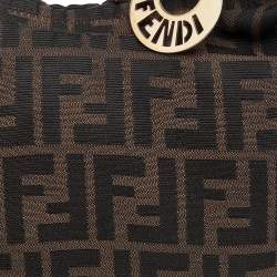 Pre Owned Fendi Tobacco Zucca Canvas and Leather Chef Chain Link Hobo