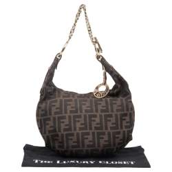 Pre Owned Fendi Tobacco Zucca Canvas and Leather Chef Chain Link Hobo