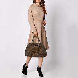 Pre Owned Fendi Tobacco Zucca Canvas And Patent Leather Mia Chain Tote