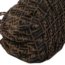 Pre Owned Fendi Tobacco Zucca Canvas And Patent Leather Mia Chain Tote