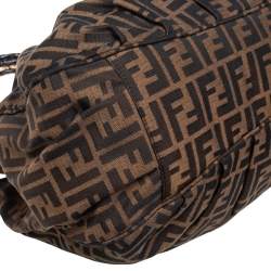 Pre Owned Fendi Tobacco Zucca Canvas and Patent Leather Large Mia Tote