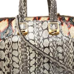 Pre Owned Fendi Multicolor Watersnake Chameleon Satchel
