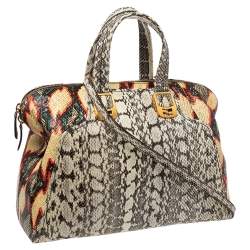 Pre Owned Fendi Multicolor Watersnake Chameleon Satchel