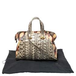Pre Owned Fendi Multicolor Watersnake Chameleon Satchel