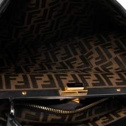 Pre Owned Fendi Black Leather Large Peekaboo Top Handle Bag