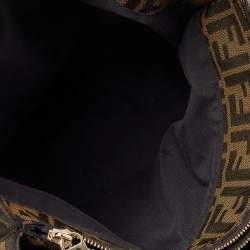 Pre Owned Fendi Tobacco Zucca Canvas And Patent Leather Large Mia Shoulder Bag