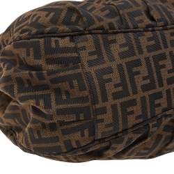 Pre Owned Fendi Tobacco Zucca Canvas And Patent Leather Large Mia Shoulder Bag