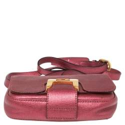 Pre Owned Fendi Metallic Pink Leather Chameleon Crossbody Bag