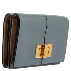 Fendi Dust Grey Leather Peekaboo Trifold Wallet