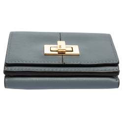 Fendi Dust Grey Leather Peekaboo Trifold Wallet