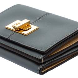 Fendi Dust Grey Leather Peekaboo Trifold Wallet