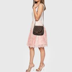 Pre Owned Fendi Tobacco Zucca Canvas and Leather Flap Crossbody Bag