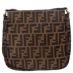 Pre Owned Fendi Tobacco Zucca Canvas and Leather Flap Crossbody Bag