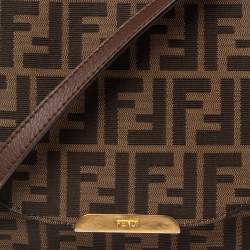 Pre Owned Fendi Tobacco Zucca Canvas and Leather Flap Crossbody Bag