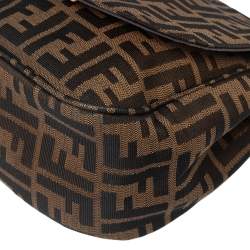 Pre Owned Fendi Tobacco Zucca Canvas and Leather Flap Crossbody Bag