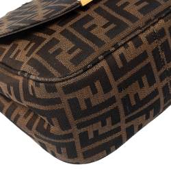 Pre Owned Fendi Tobacco Zucca Canvas and Leather Flap Crossbody Bag