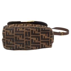 Pre Owned Fendi Tobacco Zucca Canvas and Leather Flap Crossbody Bag