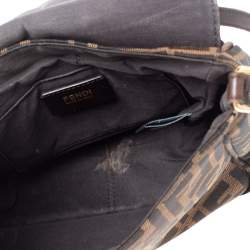 Pre Owned Fendi Tobacco Zucca Canvas and Leather Flap Crossbody Bag
